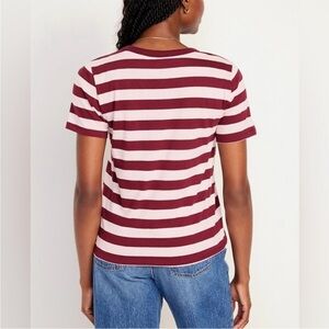 Socialite Maroon and Light Pink Classic Striped Tee